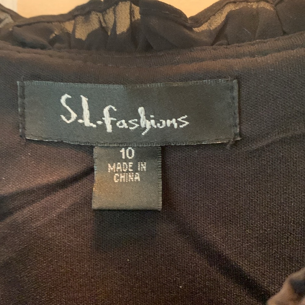 S. L. Fashions Black Jeweled Ruffle Cocktail Dress - Picture 3 of 10
